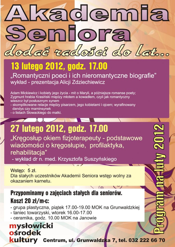 Akademia Seniora - program na luty 2012