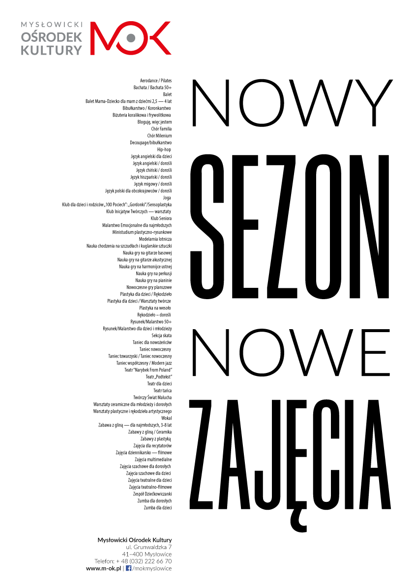 Zajęcia dla dzieci, zajęcia dla dorosłych w Mysłowicach - Mysłowicki Ośrodek Kultury